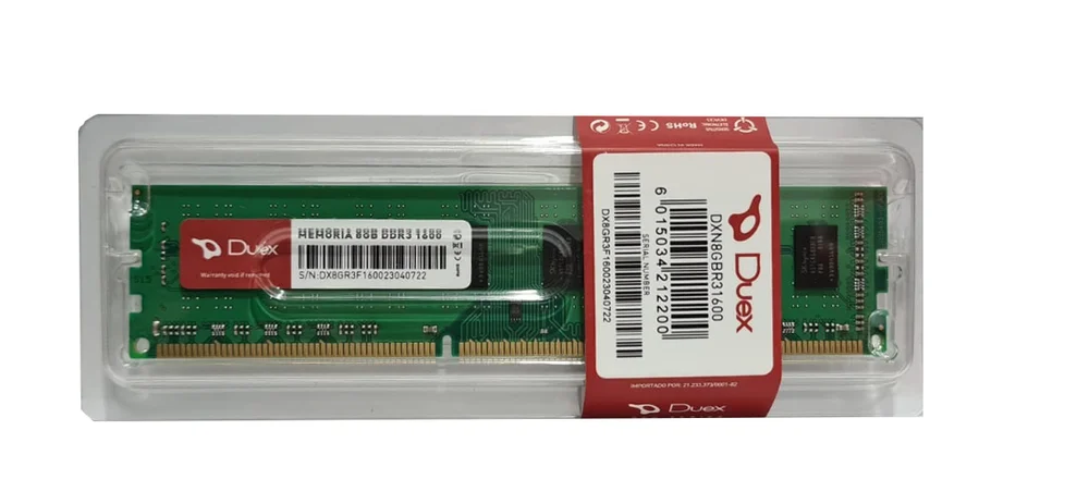 Memória Desktop Ddr3 08GB/1600 Mhz Duex, 1.5v, Dxn8GBr31600, Gar: T9m