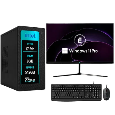 Computador PC Completo Efacini Pro i7 6700hq, 8GB, WINDOWS 11 Pro Monitor 23.8", SSD Nvme 512gb
