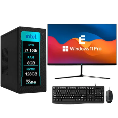 Computador PC Completo Efacini Pro i7 10750h, 8GB, WINDOWS 11 Pro Monitor 23.8", SSD Nvme 128GB