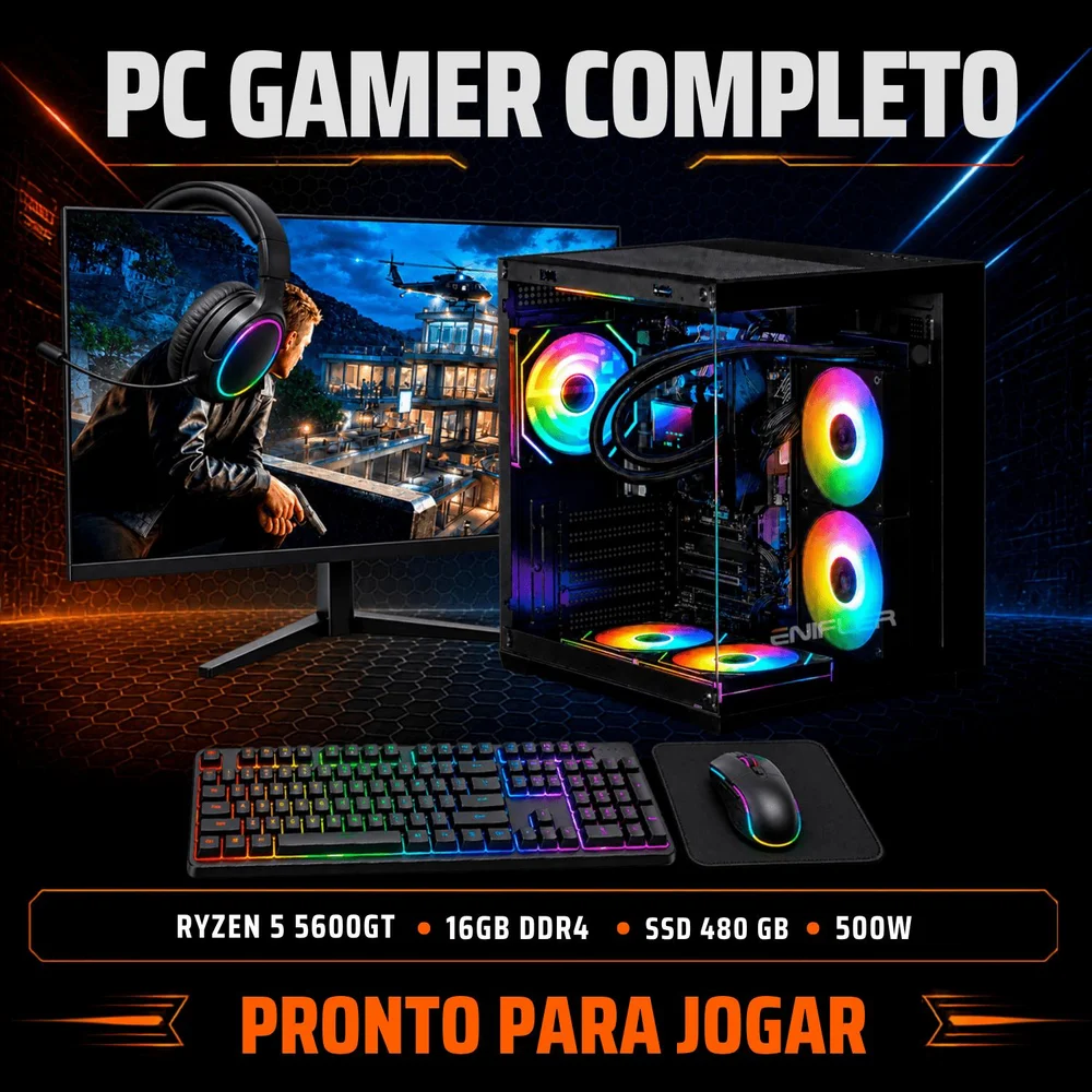 PC Gamer Completo Ryzen 5 5600GT, 16GB DDR4, SSD 480GB, 500W - CLOE6DGW-E - view 2