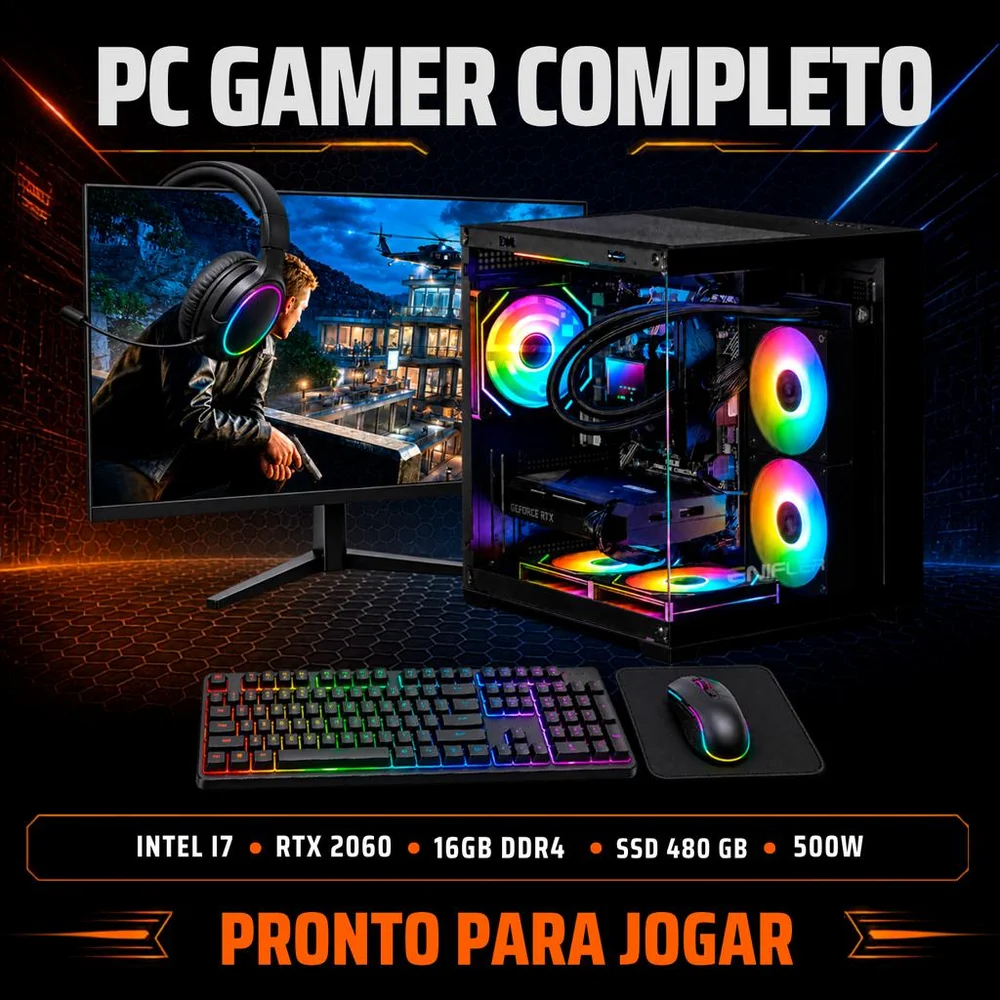 PC Gamer Completo Intel I7, RTX 2060, 16GB DDR3, SSD 480GB, 500W - TX6E38TU-E - view 2