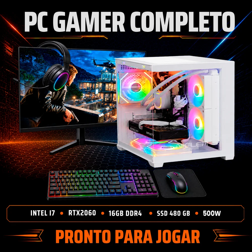 PC Gamer Completo Intel I7, RTX 2060, 16GB DDR3, SSD 480GB, 500W - 9QEI9D76-E - view 2