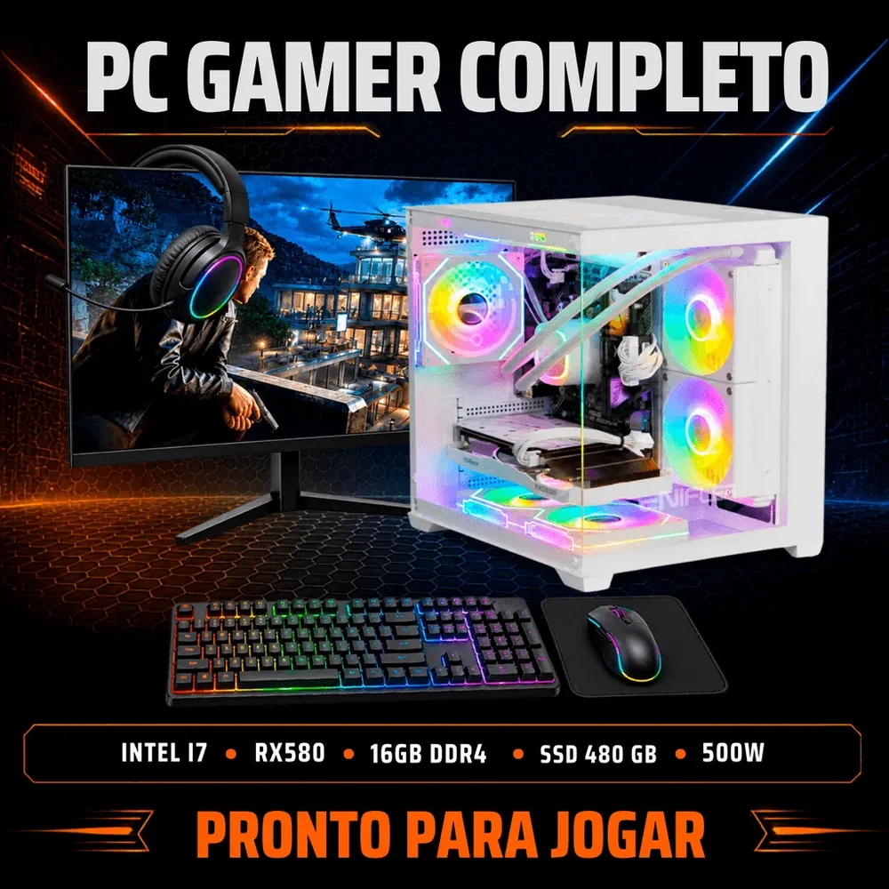 PC Gamer Completo Intel I7, RX 580, 16GB DDR3, SSD 480GB, 500W - L1X3IB0P-E - view 2