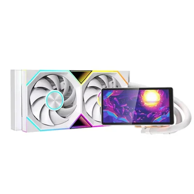 Water Cooler Jungle Leopard Pro Flow 240 ARGB Tela Lcd 5,5 Pol 240mm 2 Fans Pwm Intel/amd Branco