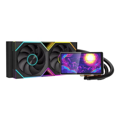 Water Cooler Jungle Leopard Pro Flow 240 ARGB Tela Lcd 5,5 Pol 240mm 2 Fans Pwm Intel/amd Preto