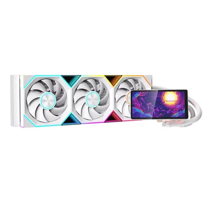 Water Cooler Jungle Leopard Pro Flow 360 ARGB Tela Lcd 5,5 Pol 360mm 3 Fans Pwm Intel/amd Branco
