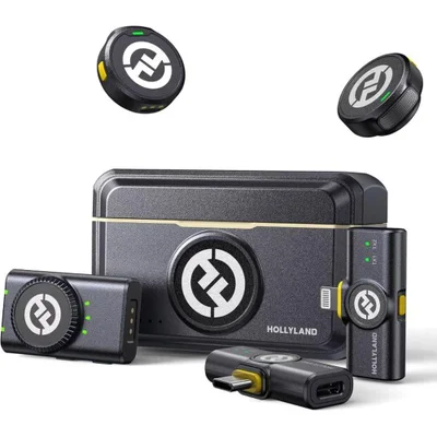 Microfone Lapela Sem Fio Hollyland Lark M2 Kit Usb-c, Lightning E Câmera, 300m, Preto