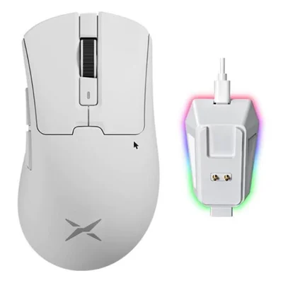 Mouse Gamer Sem Fio Delux M900pro 26000 Dpi 8000hz Sensor Paw3395 63g 6 Botoes Com Dock De Carregamento RGB - Branco