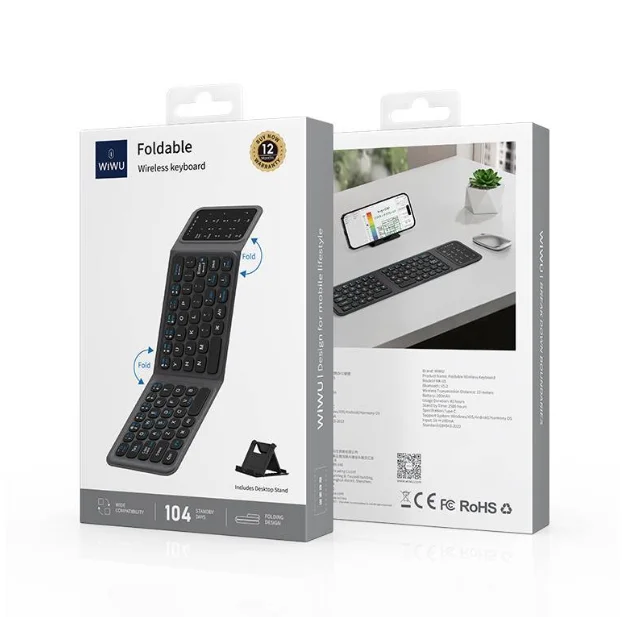 Imagem 3 de 3 do produto Teclado Sem Fio 200mah Universal Dobrável Wiwu Fmk-05