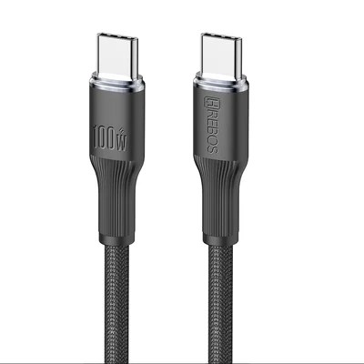 Cabo Carregador Turbo Celular Usb C X Usb C, 100w - Hrebos Soft Black 100w 1m