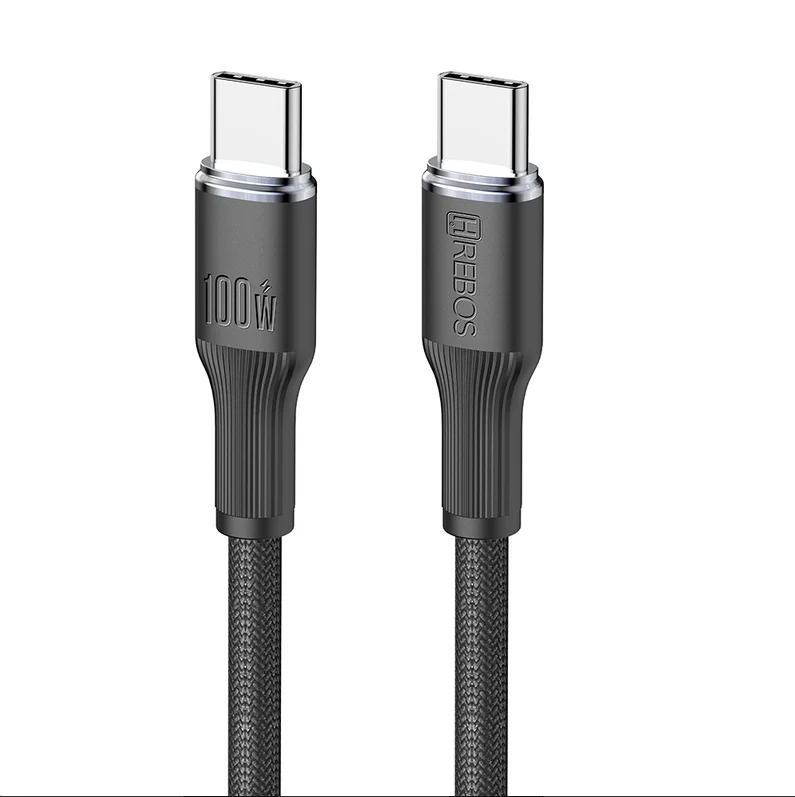 Cabo Carregador Turbo Celular Usb C X Usb C, 100w - Hrebos Soft Black 100w 1m