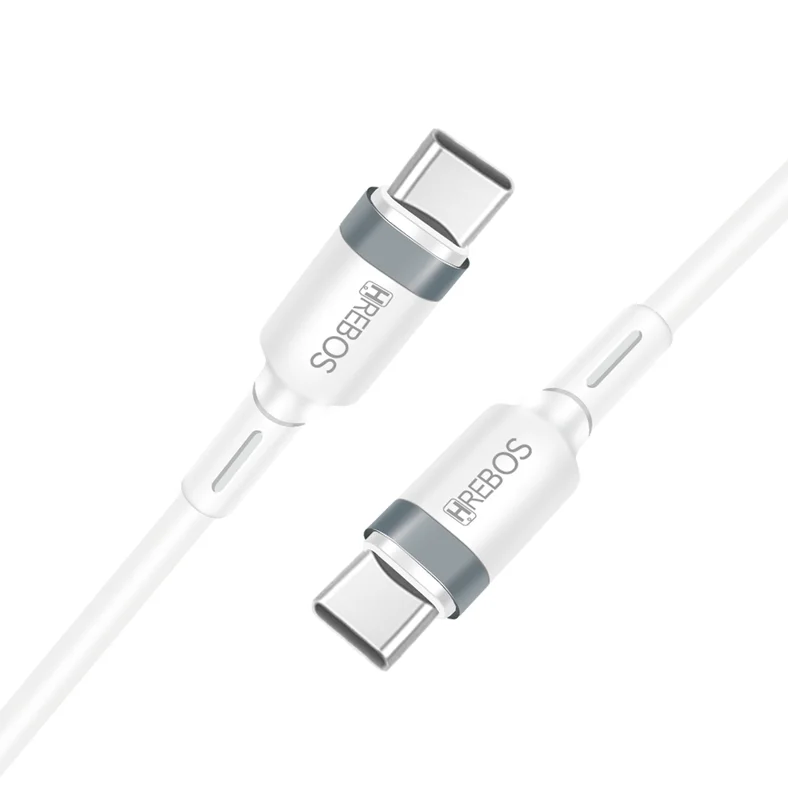 Cabo Carregador Turbo Celular Usb C X Usb C - Hrebos White Cloud 60w 1m