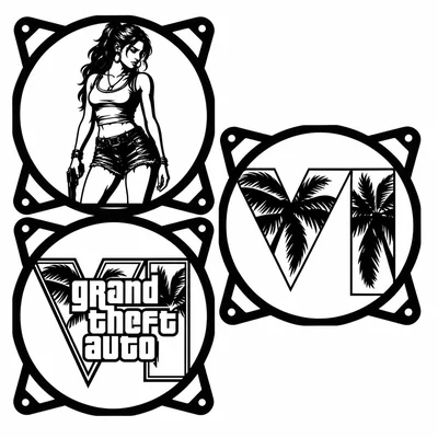 Kit 3 Capa Fan 120mm Gta 6 Decoração PC Gamer Setup Gamer + Travas De Fixação