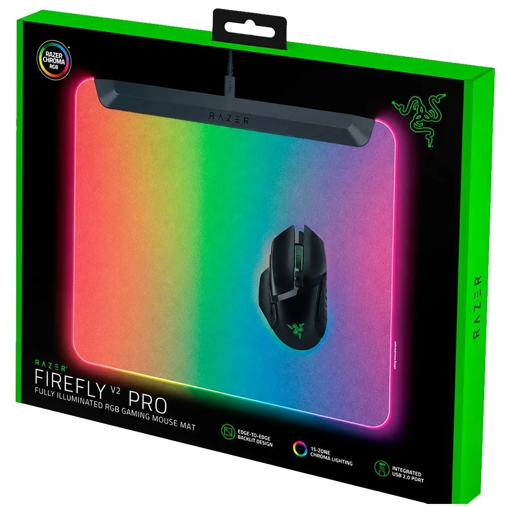 Imagem 2 de 4 do produto Mousepad Gamer Razer Firefly V2 Pro Rz02-04920100-r3u1 Chroma RGB Usb Superfície Rígida Microtexturizada 360x278mm Preto