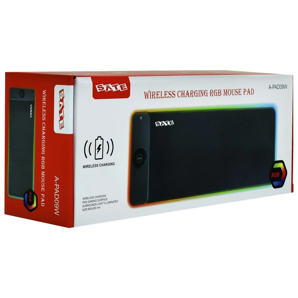 Imagem 3 de 3 do produto Mousepad Gamer Satellite A-pad09w RGB 80x30 Grande Base Antiderrapante LED Preto