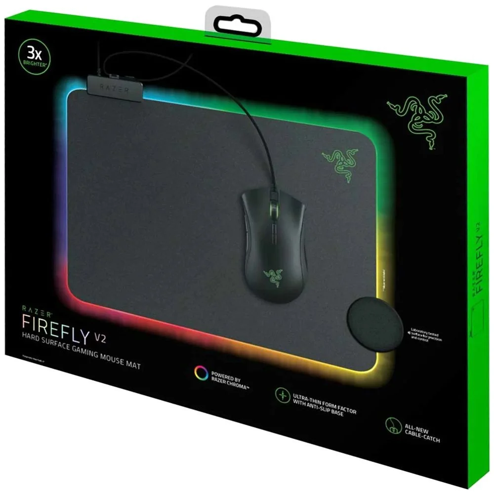 Imagem 4 de 4 do produto Mousepad Razer Firefly V2 Rz02-03020100-r3u1 Chroma RGB 355x280mm 3mm Microtexturizado Base Emborrachada Preto Gamer