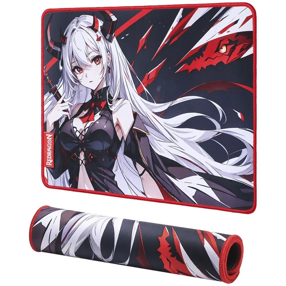 Imagem 3 de 4 do produto Mousepad Gamer Redragon P047-s Akashi S Speed 330x260x3mm Base Emborrachada Antiderrapante Preto Bordas Costuradas