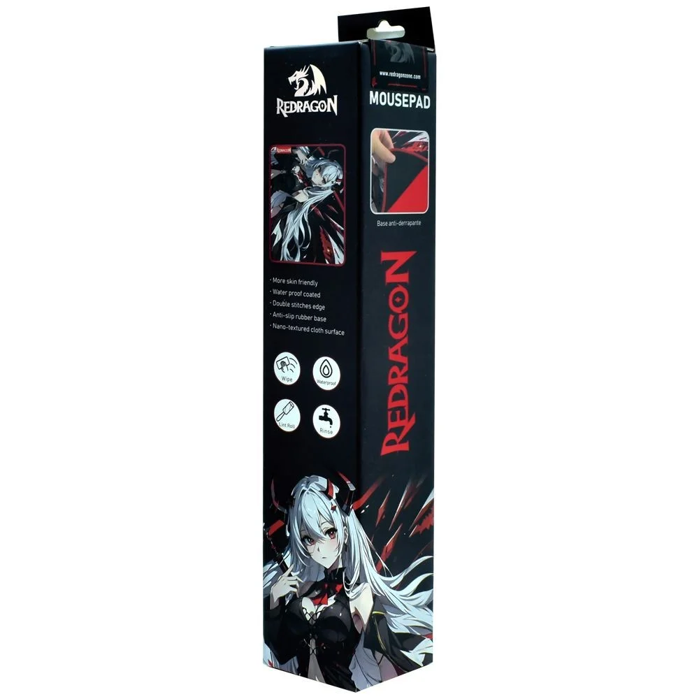 Imagem 4 de 4 do produto Mousepad Gamer Redragon P047-s Akashi S Speed 330x260x3mm Base Emborrachada Antiderrapante Preto Bordas Costuradas