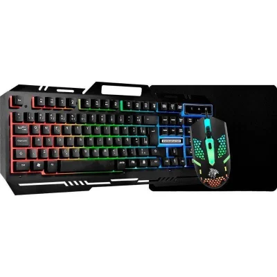 Kit Teclado Gamer K-mex Kmm712 LED RGB + Mouse Gamer M44j34 LED RGB Mouse Pad