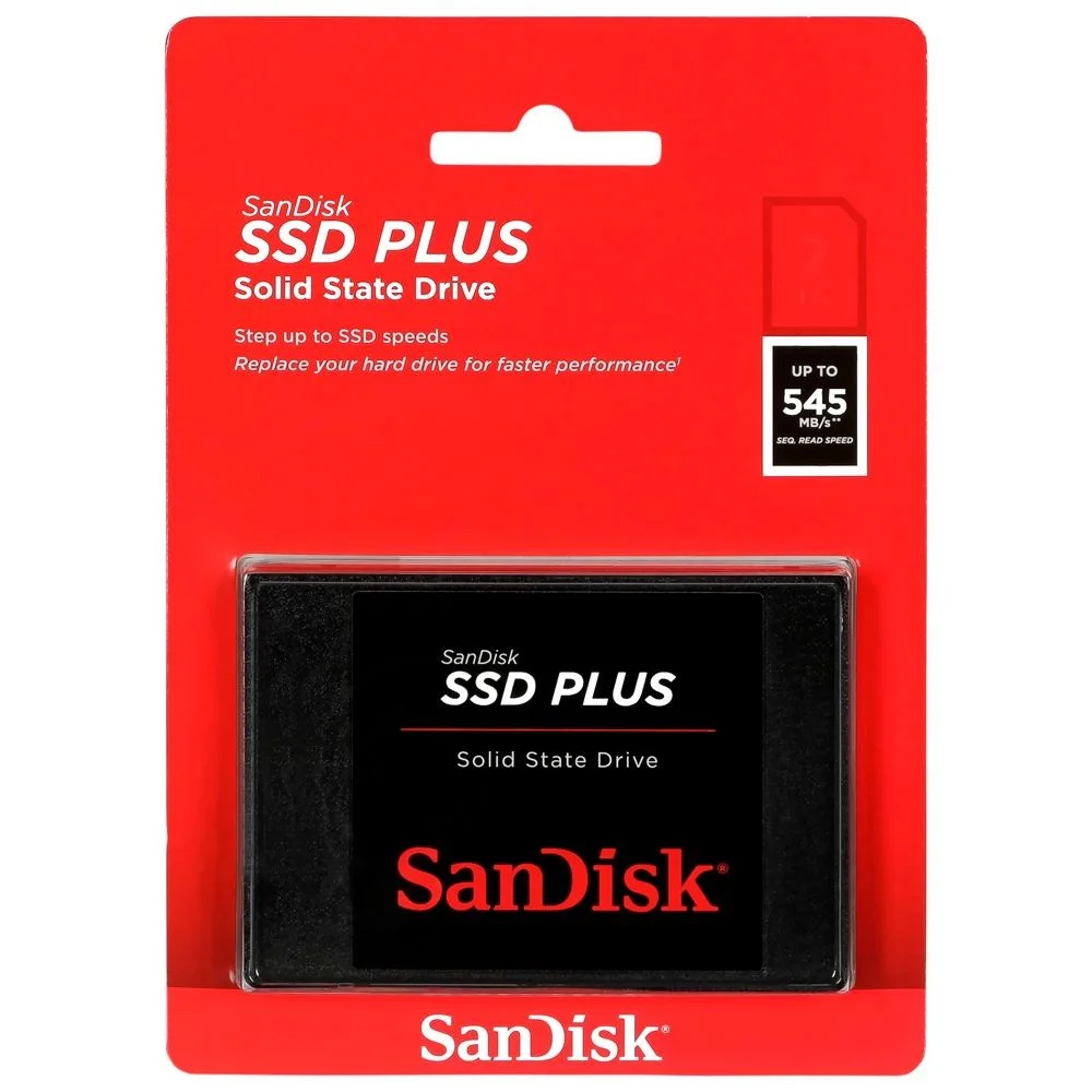 SSD Sandisk Plus 1TB 2.5 " Sata 3 Sdssda-1t00-g28 Interno Leitura 535mb/s Para Notebook E PC Desktops