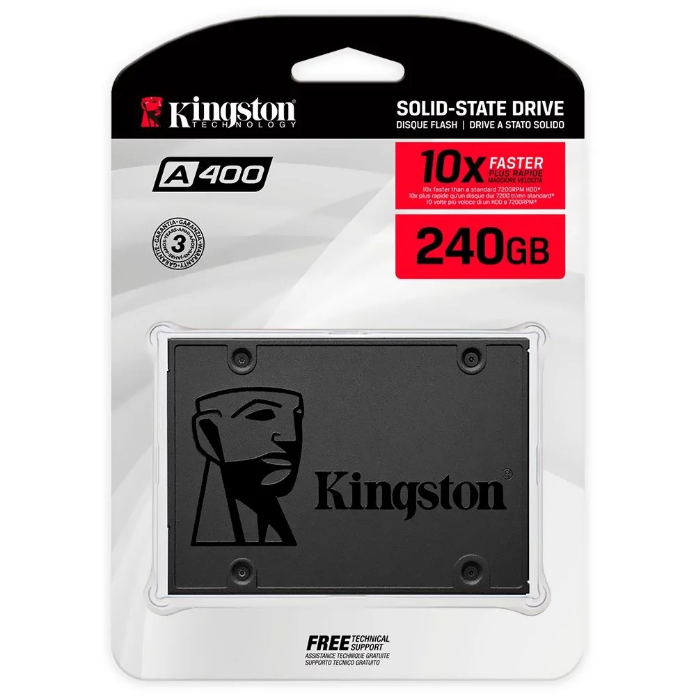 Imagem 3 de 3 do produto SSD Kingston Sa400s37/240g 240GB 2.5 " Sata 3 Leitura 500mb/s Interno Notebook PC Caddy