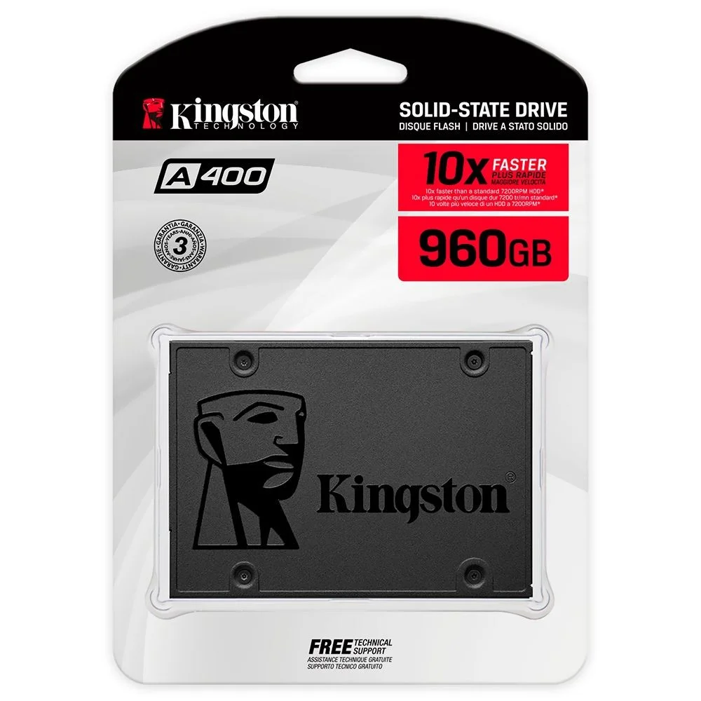 Imagem 3 de 3 do produto SSD Kingston 960gb Sa400s37/960g 2.5 Sata 3 Leitura 500mb/s Interno Notebook PC Desktop Velocidade
