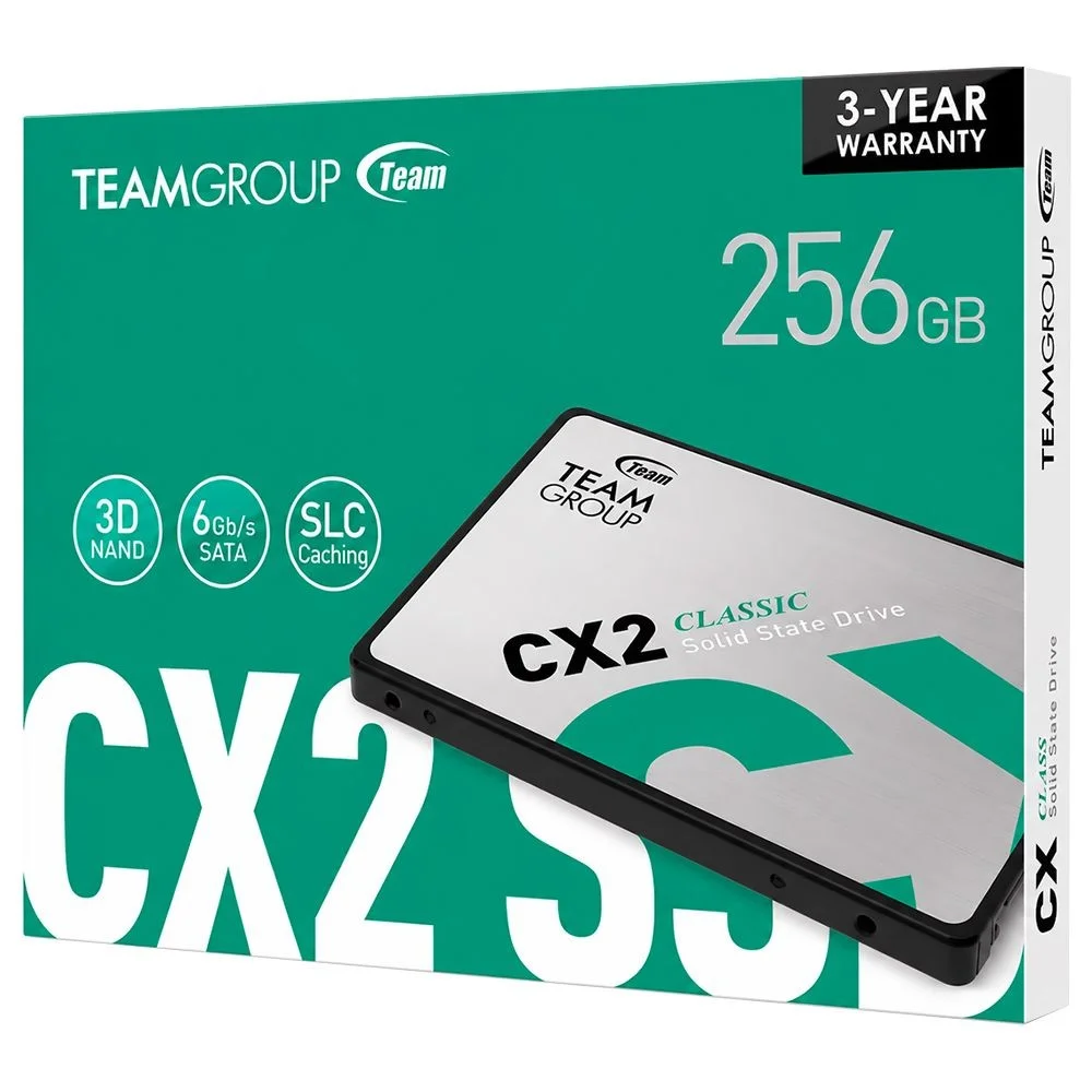 Imagem 2 de 4 do produto SSD Team Group Cx2 256gb T253x6256g0c101 2.5 Sata Iii Leitura 520mb/s Interno Notebook PC Gamer