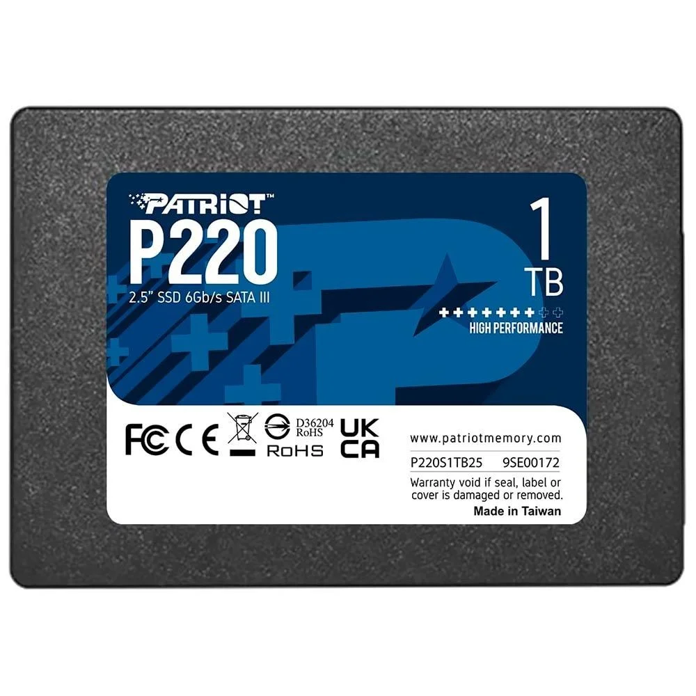 SSD Patriot P220 1TB P220s1TB25 2.5 Sata Iii 6gb/s Interno Notebook PC Leitura 550mb/s Armazenamento Rápido