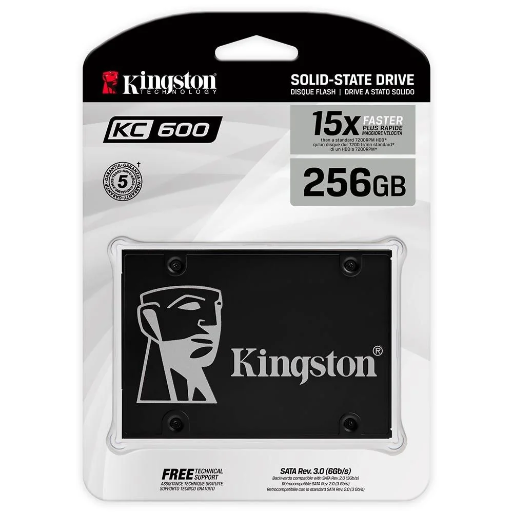 Imagem 3 de 3 do produto SSD Kingston Kc600 256gb Skc600/256g 2.5 Sata 3 Interno Leitura 550mb/s 3d Tlc Notebook PC Desempenho