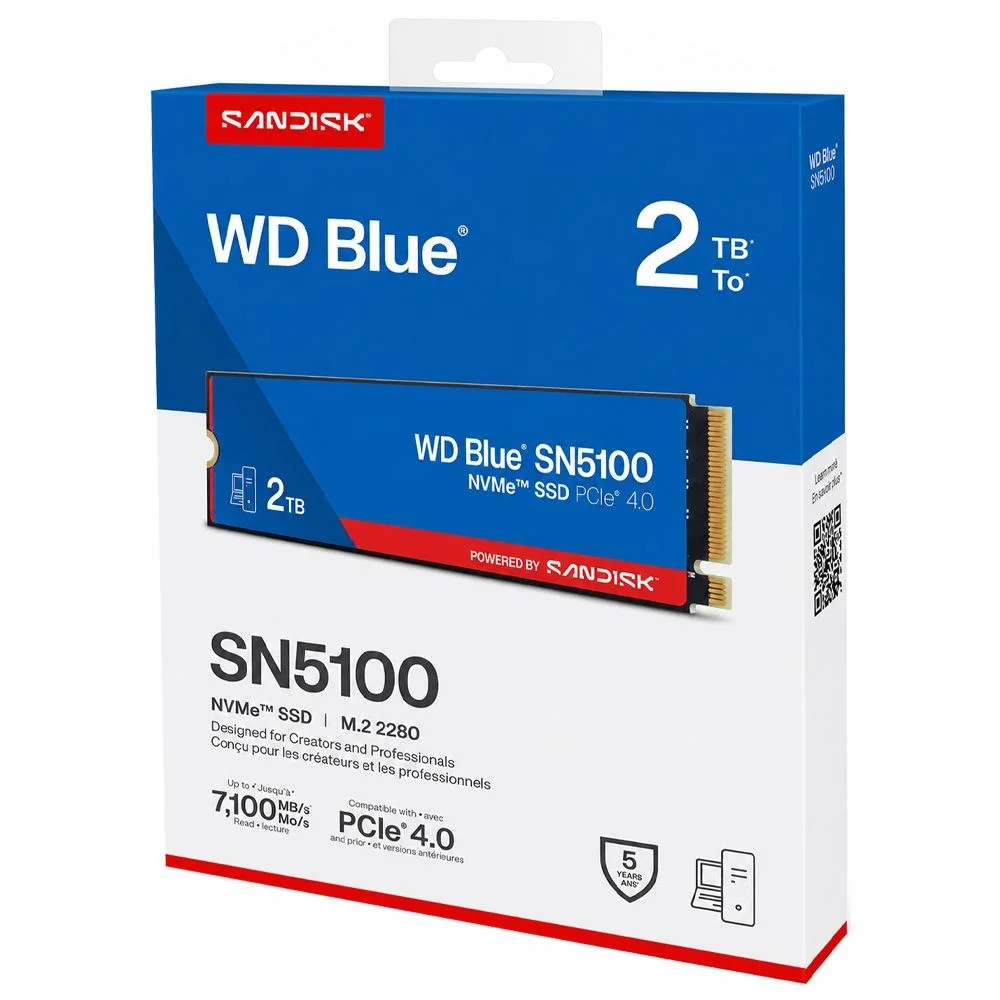 Imagem 5 de 5 do produto SSD Sandisk M.2 2TB Wd Blue Sn5100 Nvme Wds200t5b0e PCie 4.0 Leitura Interno Gamer Computador Notebook