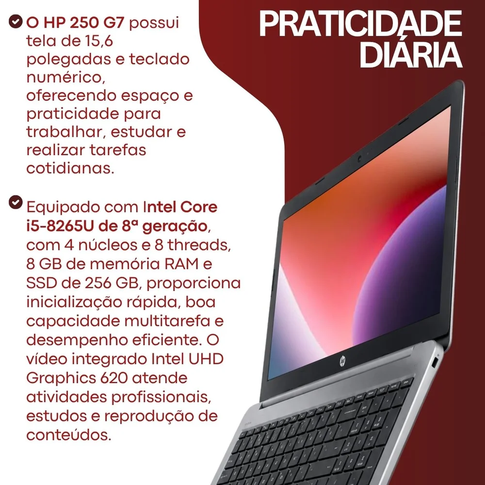 Usado Notebook Hp 250 G7 Core i58265u 8GB 256gb