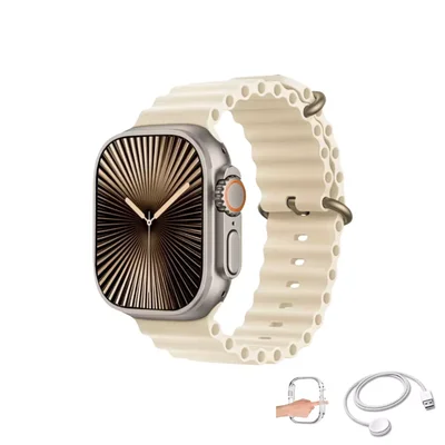 Smartwatch Microwear Ultra 4 Plus 49mm Serie 10 2gb Tela AmoLED Lançamento - Titânio Gold