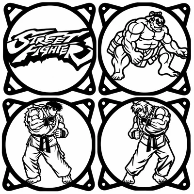 Kit Grelhas Street Fighter Fan 120mm Decoração Gamer
