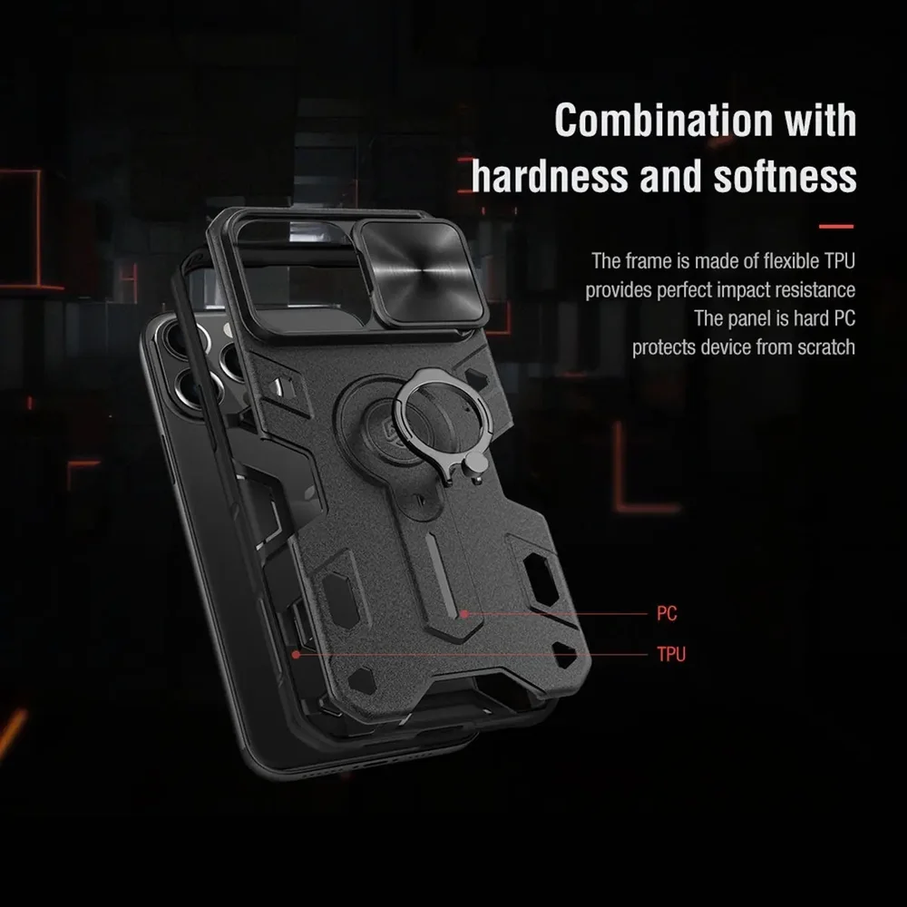 Imagem 3 de 5 do produto Capa Preta Camshield Armor Case Nillkin Ip 13 Pro - Nillkin