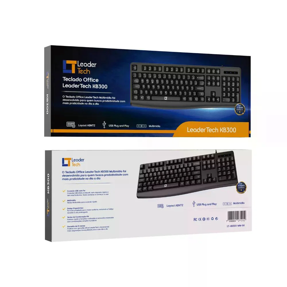 Imagem 3 de 5 do produto Teclado Office Leader Tech Kb300, Abnt2, Usb, Preto, Lt-kb300-mm-bk