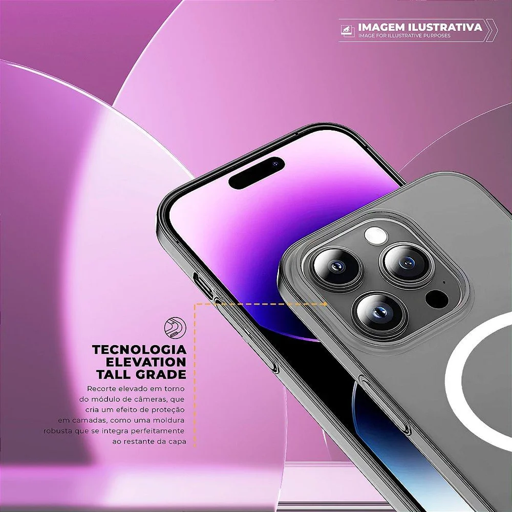 Imagem 3 de 5 do produto Capa Para Iphone 15 Plus - Crystal Slim Magsafe - Não Amarela - Transparente - Gshield