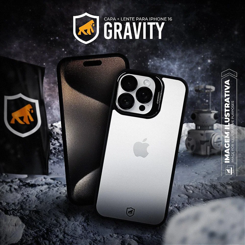 Imagem 5 de 5 do produto Capa Case Capinha Para Iphone 18 Pro - Gravity Preta - Gshield
