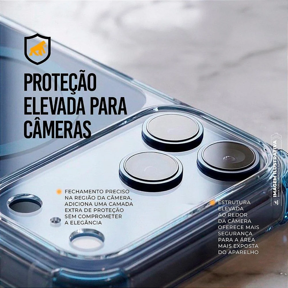 Imagem 3 de 5 do produto Capa Para Iphone 18 Pro - Crystal Edge Magsafe - Azul - Não Amarela - Gshield