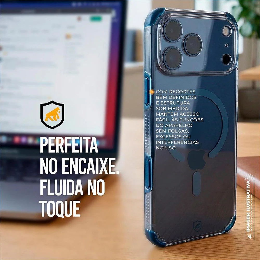 Imagem 5 de 5 do produto Capa Para Iphone 18 Pro - Crystal Edge Magsafe - Azul - Não Amarela - Gshield