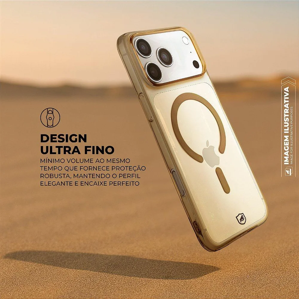 Imagem 2 de 5 do produto Capa Case Capinha Para Iphone 18 Pro Max - Crystal Slim Magsafe - Não Amarela - Desert - Gshield