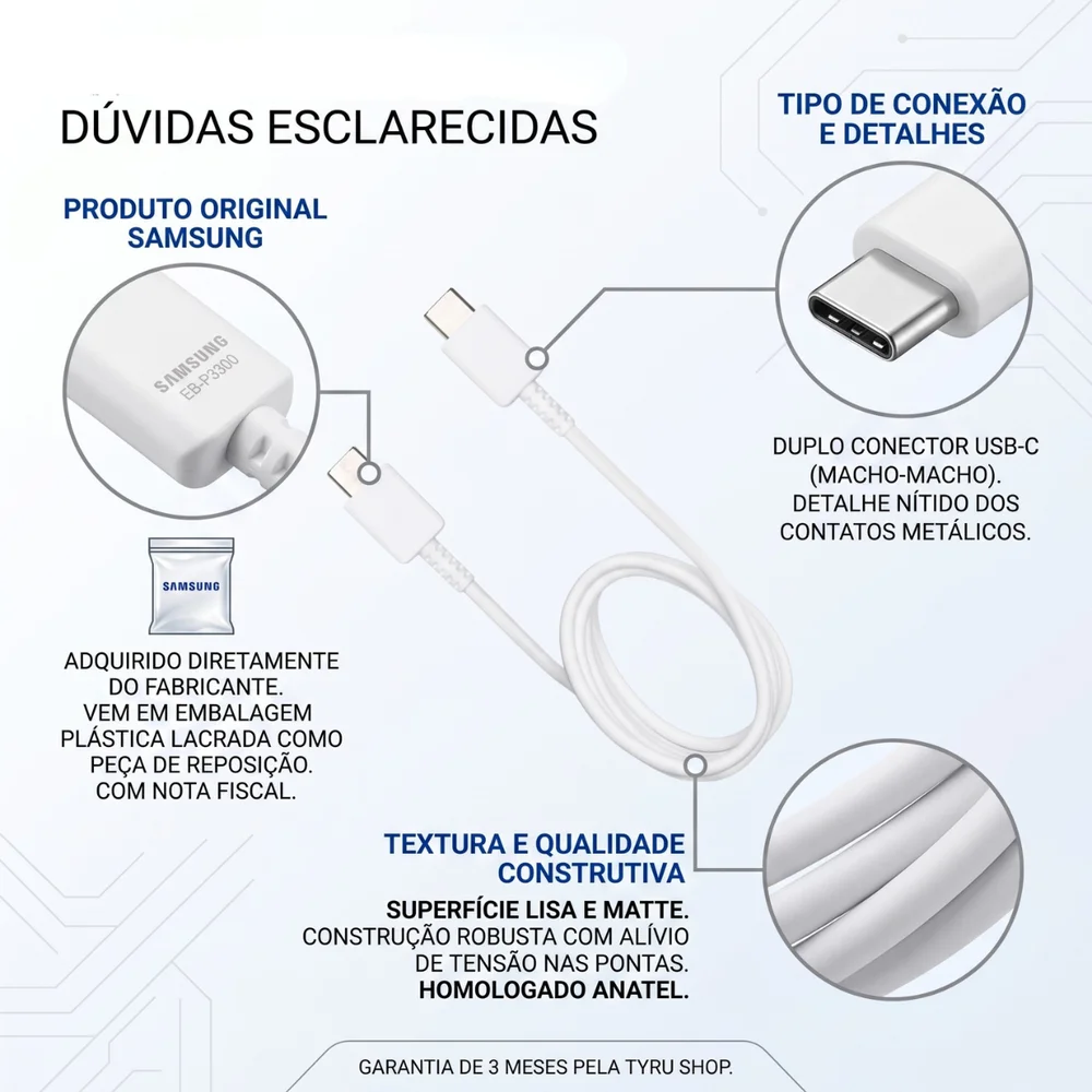 Imagem 4 de 5 do produto Cabo Samsung Usb-c Pra Usb-c Galaxy Z Fold8 Ultra Z Flip8