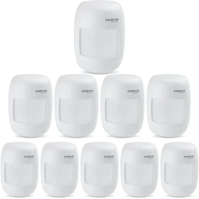 Kit 10 Sensores Alarme Passivo Infravermelho Com Fio Interno Ivp 3000 Cf Intelbras