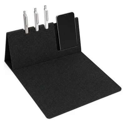 Tapete Para Mouse Com Suporte Para Celular E Canetas - Cinza