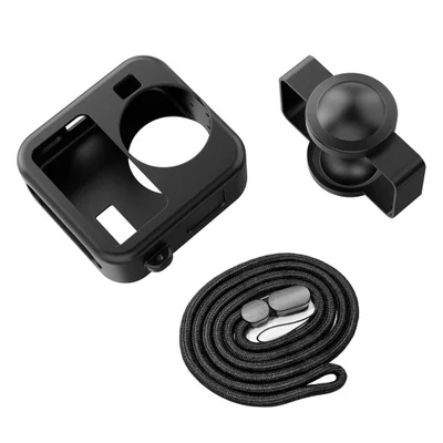 Capa De Silicone Para Gopro Max 2 Com Tampa Para Lentes E Cordão - Funpro Cor:preto