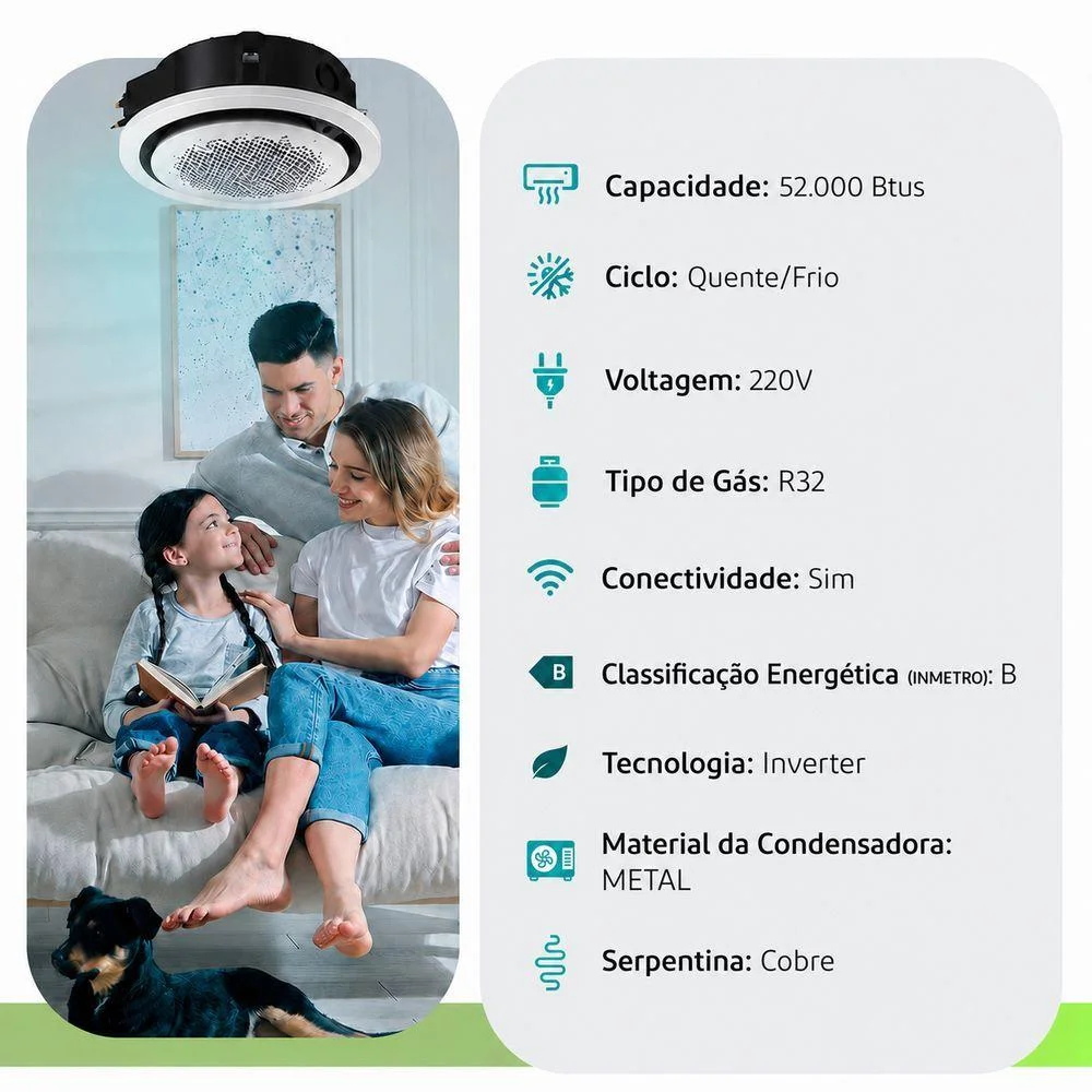 Imagem 5 de 5 do produto Ar Condicionado Cassete 360 Samsung Windfree 52000 Btus Quente/frio 220v Monofásico Ar52msfdbwk