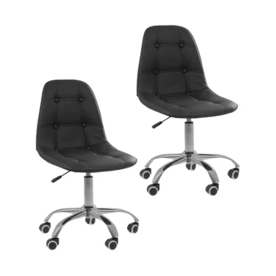 Kit 02 Cadeiras Oficial Office Eiffel Botonê Ajustável