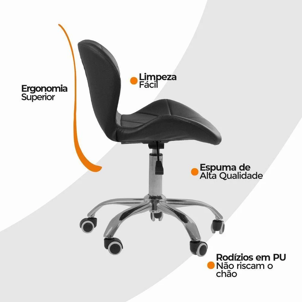 Imagem 5 de 5 do produto Kit 10 Cadeiras Office Eiffel Slim Ajustável Oficial Preta