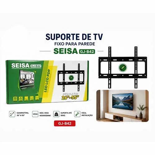 Imagem 2 de 5 do produto Suporte Universal de Parede para TV 26" a 55" Seisa GJ-B42 – Metal Fixo