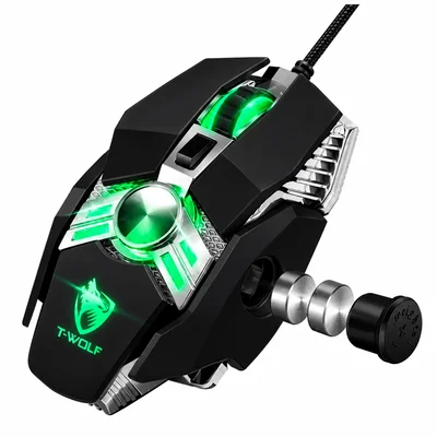 Mouse Gamer T-wolf V10 6400dpi, Peso Ajustável Fps Mmo
