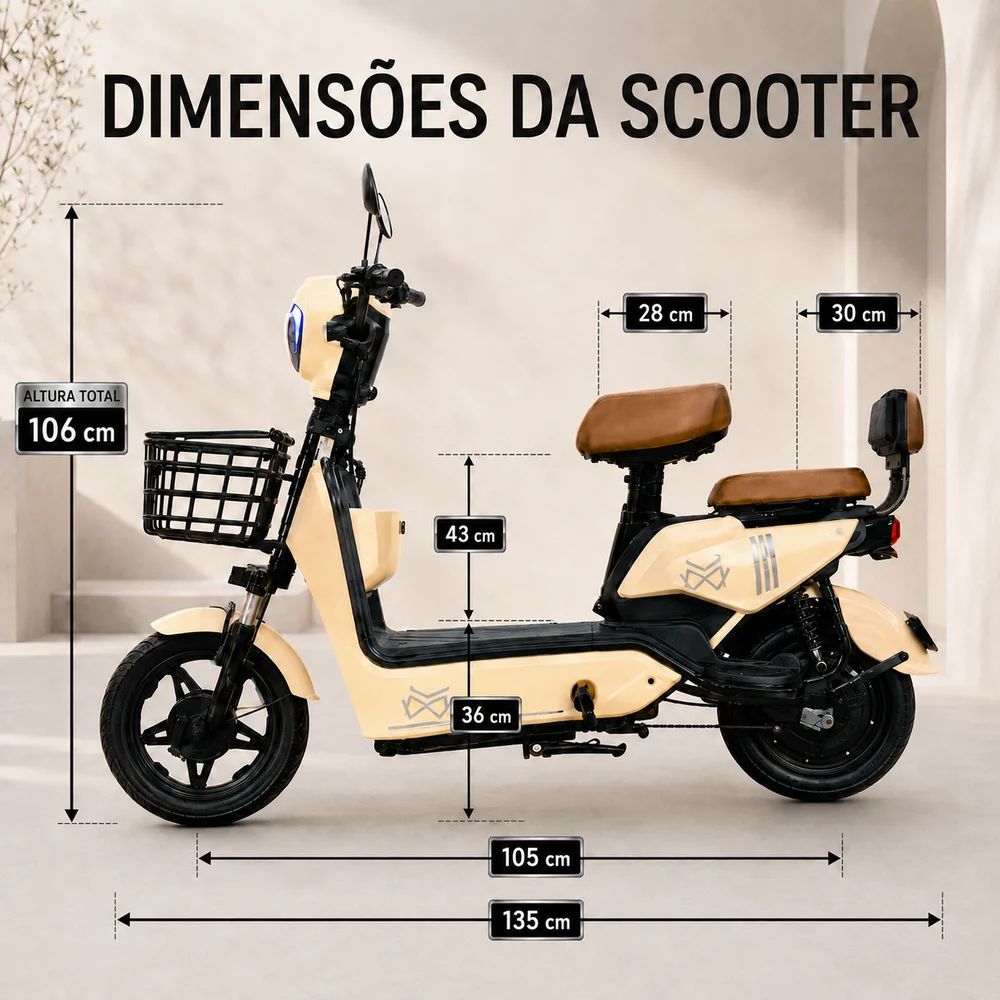 Imagem 5 de 5 do produto Bicicleta Elétrica Jy Mw 500w Sem Cnh 3 Velocidades Couro Cor:bege
